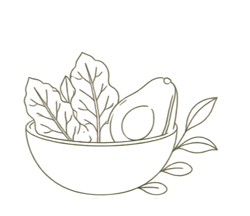 Line art of a salad bowl with vegetables